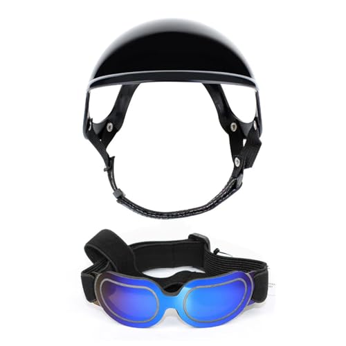 Welpen-Schutzbrille, Hundehelm, verstellbare Haustiermütze, Motorrad-Sicherheit, Schutzausrüstung mit verstellbarem Riemen von Vynetra