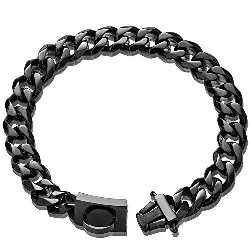 W/W Lifetime Hundehalsband, Metall, mit sicherer Schnalle, schwarz, 19 mm stark, robust, kaufest, für mittelgroße und große Hunde, amerikanischer Pitbull Schäferhund von W/W Lifetime