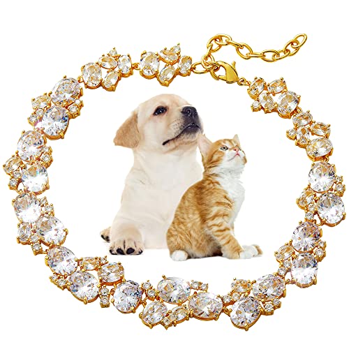 W/W Lifetime Hundehalsband, Zirkonia, glitzerndes Halsband für Welpen, Kätzchen, verstellbares Katzenhalsband mit vereisten Kristallsteinen, Uhrenband, Halskette, Schmuck für kleine, mittelgroße Hunde von W/W Lifetime