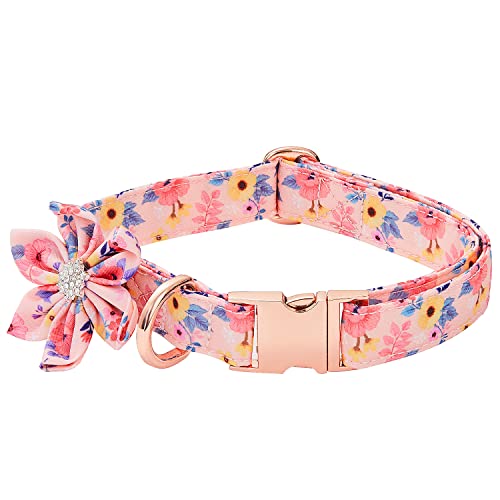 W/W Lifetime Hundehalsband mit Gänseblümchen-Motiv, weich und bequem, mit Blumendruck, gepolstert, mit starker Metallschnalle, für Jungen und Mädchen, 3 Muster, Rosa, Größe M W/W Lifetime Hundehalsband mit Gänseblümchen-Motiv, weich und bequem, mit Blumendruck, gepolstert, mit starker Metallschnalle, für Jungen und Mädchen, 3 Muster, Rosa, Größe M von W/W Lifetime