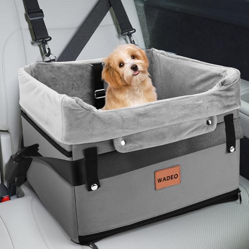 WADEO Stabiler Hunde Autositz für kleine und mittlere Hunde, Abnehmbarer Haustier Autositz mit Befestigungsgurte und Futter, Wasserdichter Hundeautositz für Rück- und Vordersitz, maschinenwaschbar WADEO Stabiler Hunde Autositz für kleine und mittlere Hunde, Abnehmbarer Haustier Autositz mit Befestigungsgurte und Futter, Wasserdichter Hundeautositz für Rück- und Vordersitz, maschinenwaschbar von WADEO