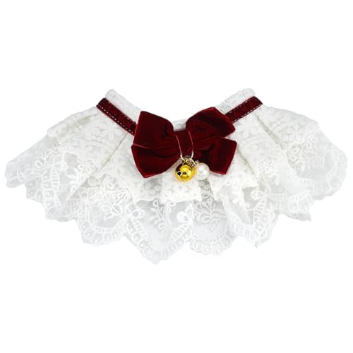 WADORN Haustier-Lätzchen, verstellbarer Riemen, Vintage-Schnürsenkel, Schleife, Lätzchen, Halsband, niedlich, weiße Spitze, für Hunde, Katzen, Hunde, Welpen, Kätzchen, Verkleidungszubehör, Dunkelrot WADORN Haustier-Lätzchen, verstellbarer Riemen, Vintage-Schnürsenkel, Schleife, Lätzchen, Halsband, niedlich, weiße Spitze, für Hunde, Katzen, Hunde, Welpen, Kätzchen, Verkleidungszubehör, Dunkelrot von WADORN