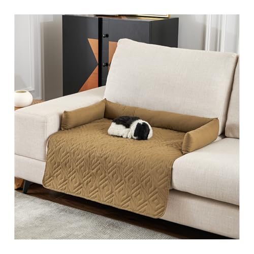 WAEKAH Hundesofa, Hundebett Wasserfestes Haustierbett mit Anti-Rutsch Boden -Hunde- & Katzenliege für Sofa/Bett, 13-15cm Erhöhte Ränder, Kratzfeste Wasserabweisende Polsterung (75 * 75cm,Camel) von WAEKAH