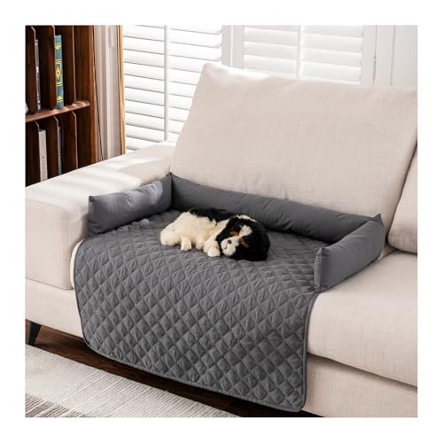 WAEKAH Hundesofa, Hundebett Wasserfestes Haustierbett mit Anti-Rutsch Boden -Hunde- & Katzenliege für Sofa/Bett, 13-15cm Erhöhte Ränder, Kratzfeste Wasserabweisende Polsterung (75 * 75cm,Dark Gray) von WAEKAH