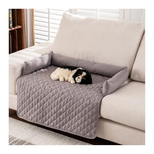 WAEKAH Hundesofa, Hundebett Wasserfestes Haustierbett mit Anti-Rutsch Boden -Hunde- & Katzenliege für Sofa/Bett, 13-15cm Erhöhte Ränder, Kratzfeste Wasserabweisende Polsterung (75 * 75cm,Light Gray) von WAEKAH