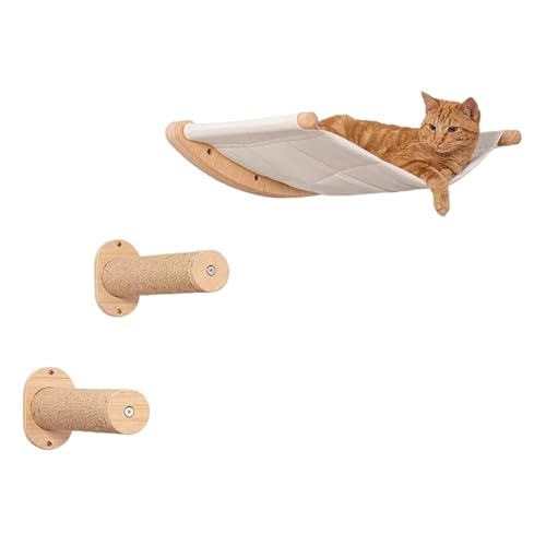 Katzenbaum, Wandmontage, Sisal, Verschleißfest, Katzen-Kletterpfosten, Kätzchen-Hängematte, Haustier-Aktivitäts-Rest-Set, Katzenmöbel for Den Innenbereich KatzenhäNgematte(B) von WAFOHSR