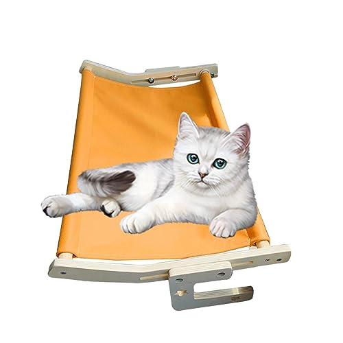 WAFOHSR Katzenfenster-Sitzstange, Katzenfenster-Hängematte, Fenstersitz, Katzenregal for Hauskatzen KatzenhäNgematte(S Orange 30x40x20cm) von WAFOHSR