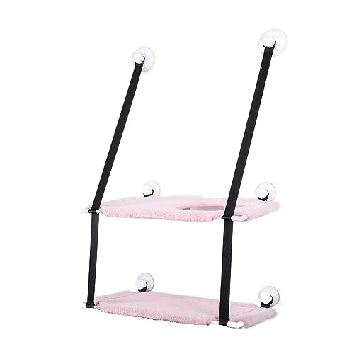 WAFOHSR Katzenhängematte for Fenster, Saugnapf for Aufhängen, Katzennest, Doppelwandige Hängematte for Katzen, Klettergerüst KatzenhäNgematte(PINK 2) von WAFOHSR