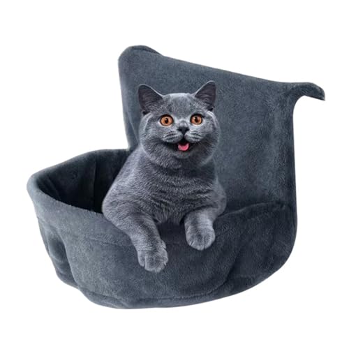 WAFOHSR Katzenschlaf-Hängemattenbett, Plüsch-Liegebett, Abnehmbares Katzennest, Maschinenwaschbar KatzenhäNgematte(Dark Gray) von WAFOHSR