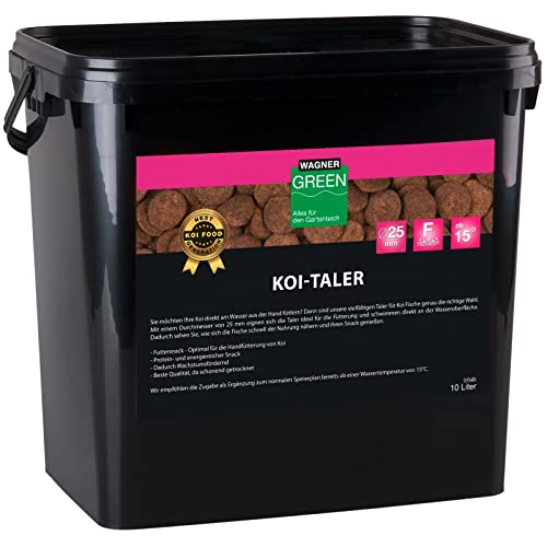 Wagner Green Koi Taler, der Koi-Snack für handzahme Fische, schwimmender Leckerlie zur Fütterung und als Beigabe zum Koifutter (10 Liter) von WAGNER GREEN Alles für den Gartenteich