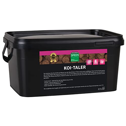 Wagner Green Koi Taler, der Koi-Snack für handzahme Fische, schwimmender Leckerlie zur Fütterung und als Beigabe zum Koifutter (2,5 Liter) von WAGNER GREEN Alles für den Gartenteich