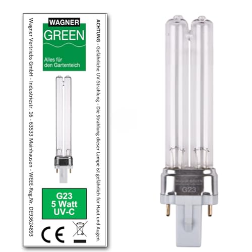 Wagner Green UVC Ersatzlampe Sockel G23 PL-S Wasserklärer Leuchtmittel Lampe Teich Filter (5 Watt) von WAGNER GREEN Alles für den Gartenteich
