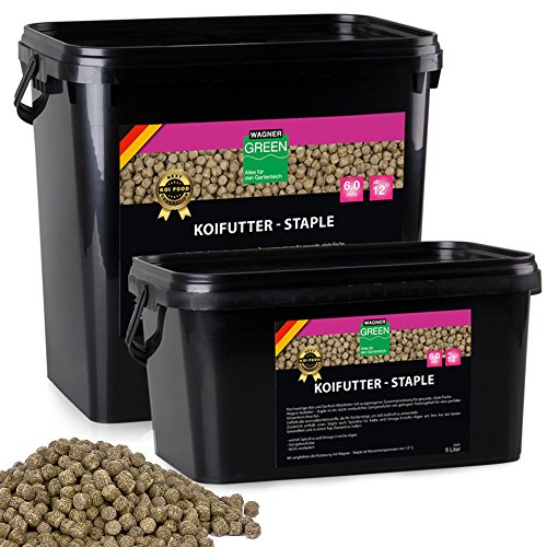 Wagner Koifutter Staple 6mm (5 Liter | 1,75 kg)- hochwertiges Koi und Zierfischfutter für die ganze Saison - Fischfutter für Kois Teich Frühjahr und Sommer - Karpfenfutter von WAGNER GREEN Alles für den Gartenteich