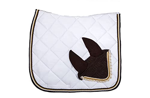 WAGNER Dressur Schabracke mit Fliegenhaube und Strass-Steinen Weiss-BRAUN WAGNER Dressur Schabracke mit Fliegenhaube und Strass-Steinen Weiss-BRAUN von Wagner