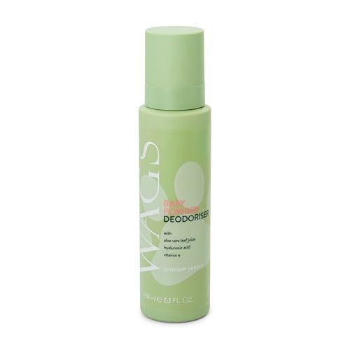 WAGS Hund Natürlicher Deodorant mit Aloe Vera, Vitamin E und Hyaluronsäure, Alkoholfrei für Welpen und Hunde, Entfernt schlechten Geruch, Babypuder-Duft 180ml WAGS Hund Natürlicher Deodorant mit Aloe Vera, Vitamin E und Hyaluronsäure, Alkoholfrei für Welpen und Hunde, Entfernt schlechten Geruch, Babypuder-Duft 180ml von WAGS