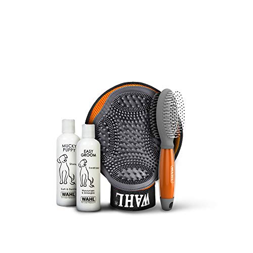 WAHL Puppy Care Kit, Mucky Pup Shampoo, Easy Groom Dog Conditioner, Grooming Glove, Pet Hair Remover Mitt, Double Sided Brush, Detangle Pet Coats, Grooming Pets at Home von WAHL
