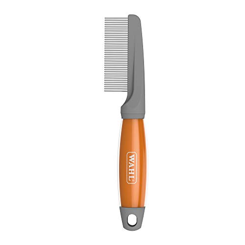 Wahl Fellpflegekamm mit weichem Gel-Griff, Fellpflegekamm, langlebige Edelstahlzähne, Gelgriff, Haustierkämme, Entfiltern von Katzen und Hundefell, entfernt Knoten und Verfilzungen von Wahl