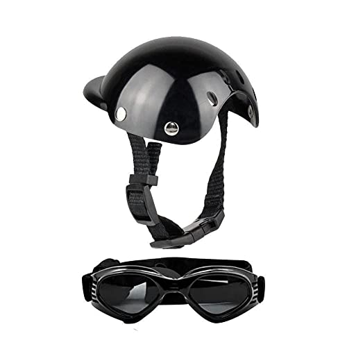WAITLOVER Haustier Helm Motorradhelm mit Sonnenbrille Haustier Spielzeug Hut Hund Haustier S M Supplies Kopfschutz / von WAITLOVER