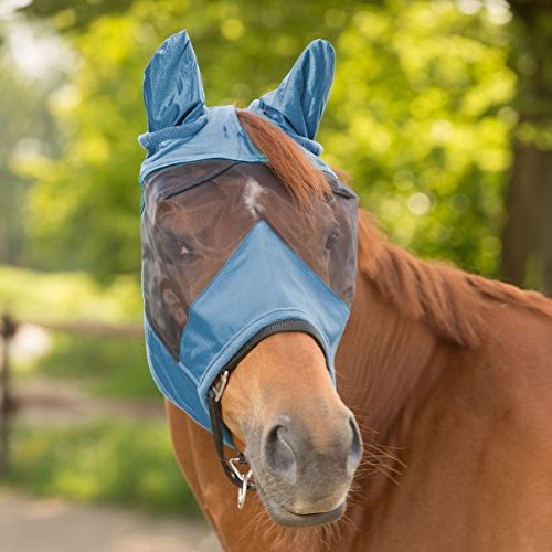 WALDHAUSEN Fliegenmaske Premium mit Ohrenschutz, Pony, taubenblau von WALDHAUSEN
