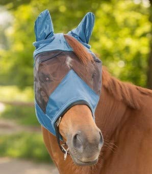 WALDHAUSEN Fliegenmaske Premium mit Ohrenschutz, Pony, taubenblau von WALDHAUSEN