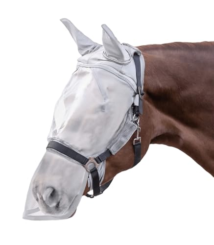 Waldhausen Fliegenmaske Premium für Halfter, Ohren- und Nasenschutz, Silbergrau, PON von WALDHAUSEN