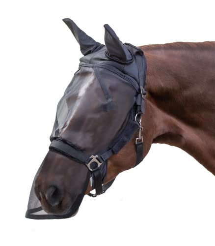 Waldhausen Fliegenmaske Premium für Halfter, Ohren- und Nasenschutz, schwarz, WB von WALDHAUSEN
