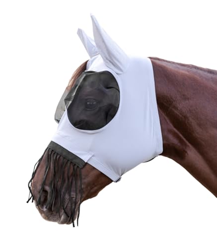 Waldhausen Fliegenmaske Puck mit Nasenfransen, Silbergrau, Pony von WALDHAUSEN