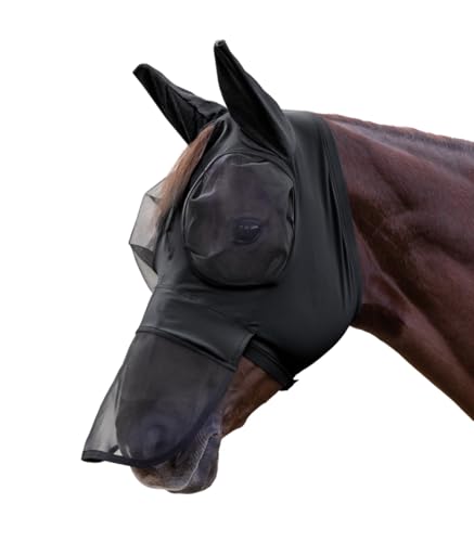 Waldhausen Fliegenmaske Puck mit Nasenschutz, schwarz, Shetty Waldhausen Fliegenmaske Puck mit Nasenschutz, schwarz, Shetty von WALDHAUSEN