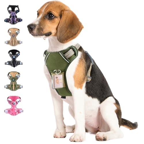 Hundegeschirr, kein Ziehen, Hundegeschirr mit ID-Karte, reflektierend, verstellbar, Passform Smart Hundegeschirr für große Hunde, Hundeweste, Geschirr mit einfacher Kontrolle Griff von WALKTOFINE