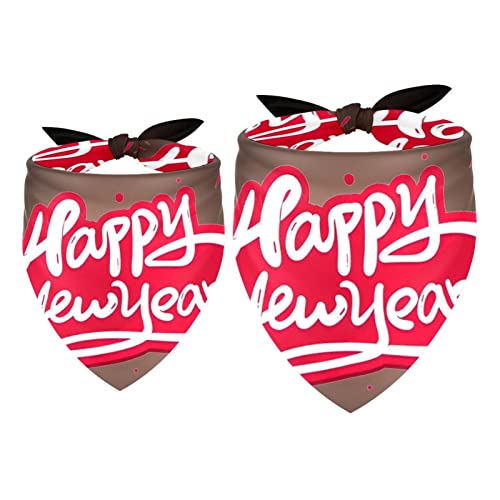 2 Stück Hundehalstuch, Happy New Year Mädchen Junge Lätzchen Hundeschal Halstuch Zubehör für kleine, mittelgroße und große Hunde Welpen Katze Haustier von WALLDOR