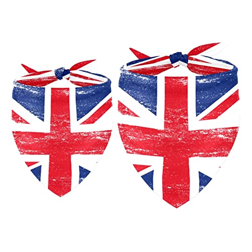 2 Stück Hundehalstuch, UK British Union Jack Girl Boy Lätzchen Hundetuch, Zubehör für kleine, mittelgroße und große Hunde, Welpen, Katzen, Haustiere von WALLDOR