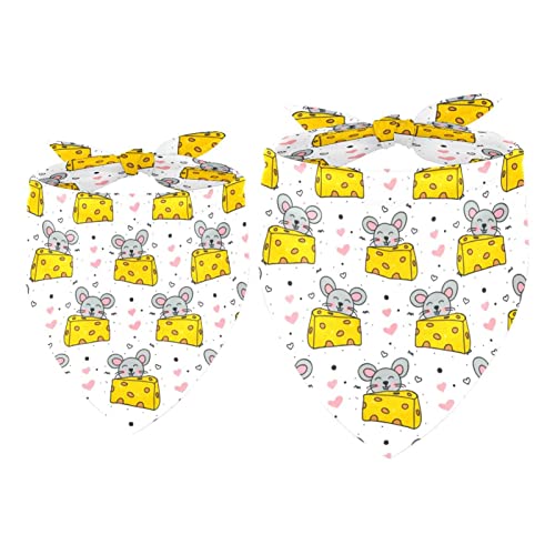2 Stück Hundehalstuch Doodle Maus und Käse Mädchen Junge Lätzchen Hund Schal Halstuch Zubehör für kleine, mittelgroße und große Hunde Welpen Katze Haustier von WALLDOR