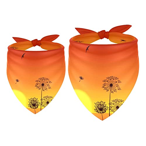 2 Stück Hundehalstuch Pusteblume Sonnenuntergang Muster Mädchen Junge Lätzchen Hundeschal Halstuch Zubehör für kleine, mittelgroße und große Hunde Welpen Katze Haustier von WALLDOR