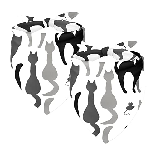 2 Stück Hundehalstücher Mädchen Junge Haustier Lätzchen Hundeschal Halstuch Waschbare Bandanas Zubehör für kleine, mittelgroße und große Hunde Welpen Katze, schwarze und graue Katzen und Mäuse 2 Stück Hundehalstücher Mädchen Junge Haustier Lätzchen Hundeschal Halstuch Waschbare Bandanas Zubehör für kleine, mittelgroße und große Hunde Welpen Katze, schwarze und graue Katzen und Mäuse von WALLDOR