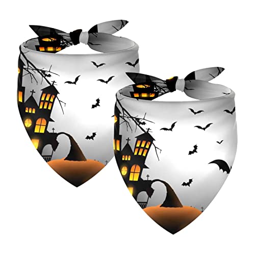 2 Stück Hundehalstücher Mädchen Junge Haustier Lätzchen Hundeschal Halstuch Waschbare Bandanas Zubehör für kleine, mittelgroße und große Hunde Welpen Katze Halloween Hintergrund von WALLDOR