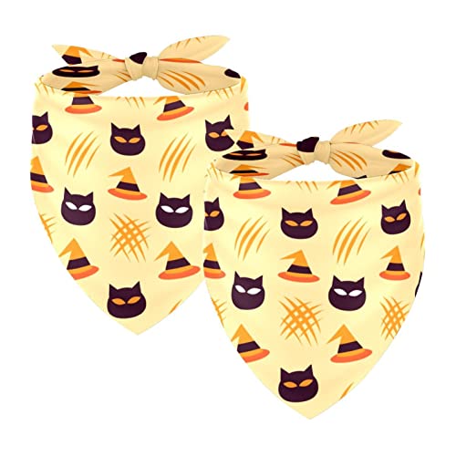 2 Stück Hundehalstücher Mädchen Junge Haustier Lätzchen Hundeschal Halstuch Waschbare Bandanas Zubehör für kleine mittelgroße große Hunde Welpen Katze Halloween Katze Hut Kralle Kratzer Muster von WALLDOR