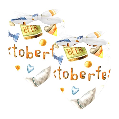 2 Stück Hundehalstücher Mädchen Junge Haustier Lätzchen Hundeschal Halstuch Waschbare Bandanas Zubehör für kleine mittelgroße große Hunde Welpen Katze Oktoberfest Muster von WALLDOR