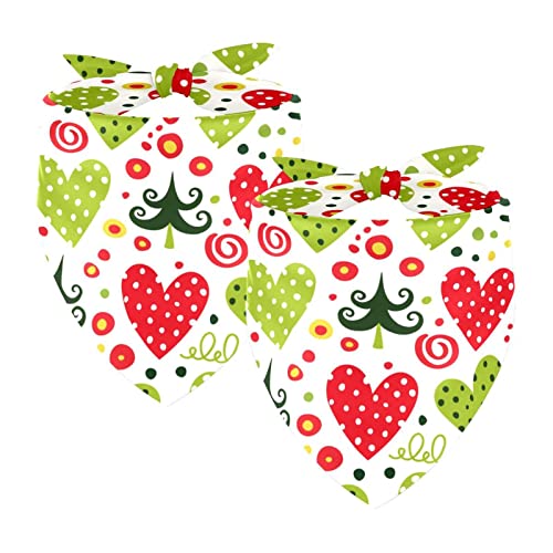 2 Stück Hundehalstücher Mädchen Junge Haustier Lätzchen Hundeschal Halstuch Waschbare Bandanas Zubehör für kleine mittelgroße große Hunde Welpen Katze Weihnachtsbäume Punkte Herz und Konfetti von WALLDOR