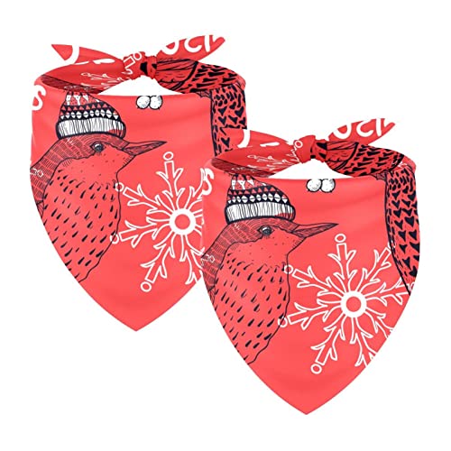 2 Stück Hundehalstücher Mädchen Junge Haustier Lätzchen Hundeschal Halstuch Waschbare Bandanas Zubehör für kleine mittelgroße große Hunde Welpen Katze Winter Vögel Retro von WALLDOR