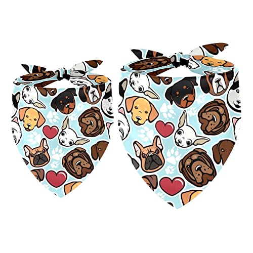 Hunde-Halstuch, Hundekopf-Muster, Mädchen, Jungen, Lätzchen, Hundeschal, Zubehör für kleine, mittelgroße und große Hunde, Welpen, Katze, Haustier, 2 Stück Hunde-Halstuch, Hundekopf-Muster, Mädchen, Jungen, Lätzchen, Hundeschal, Zubehör für kleine, mittelgroße und große Hunde, Welpen, Katze, Haustier, 2 Stück von WALLDOR