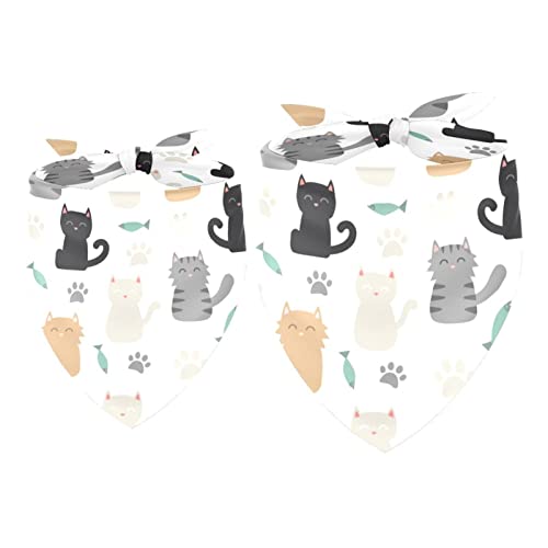 Hundehalstuch, Fisch-/Katzenpfotenmuster, für Mädchen und Jungen, Halstuch, Zubehör für kleine, mittelgroße und große Hunde, Welpen, Katzen, Haustiere, 2 Stück Hundehalstuch, Fisch-/Katzenpfotenmuster, für Mädchen und Jungen, Halstuch, Zubehör für kleine, mittelgroße und große Hunde, Welpen, Katzen, Haustiere, 2 Stück von WALLDOR