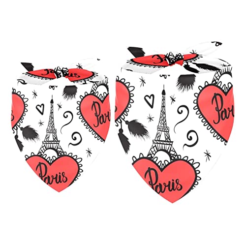 Hundehalstuch, Paris-Turm mit Herz, für Mädchen, Jungen, Lätzchen, Hundeschal, Zubehör für kleine, mittelgroße und große Hunde, Welpen, Katzen, Haustier, 2 Stück von WALLDOR