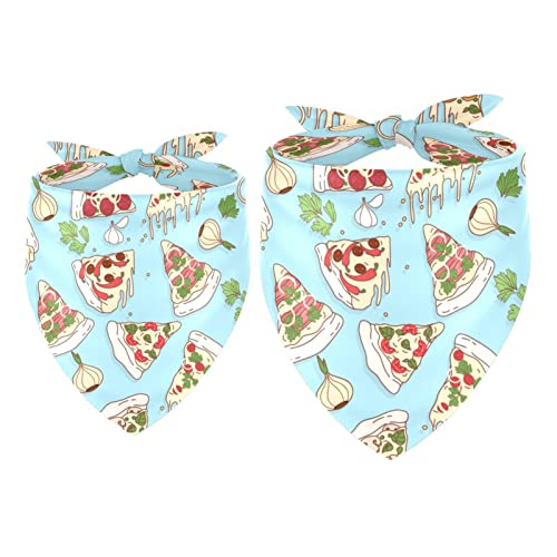 Hundehalstuch, Pizza-Muster, für Mädchen, Jungen, Halstuch, Zubehör für kleine, mittelgroße und große Hunde, Welpen, Katzen, Haustiere, 2 Stück von WALLDOR