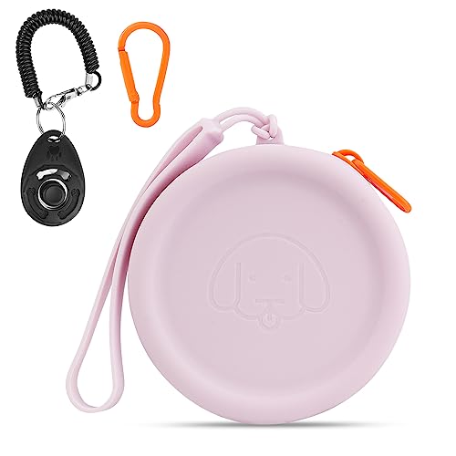 WALLFID Silikon-Leckerli-Beutel, kleine Tasche, mit Haustier-Trainingsklicker, Walking-Tasche für Hund und Katze, Taschengröße, leicht zu reinigen, geruchlos, Reißverschluss-Design, WALLFID Silikon-Leckerli-Beutel, kleine Tasche, mit Haustier-Trainingsklicker, Walking-Tasche für Hund und Katze, Taschengröße, leicht zu reinigen, geruchlos, Reißverschluss-Design, von WALLFID