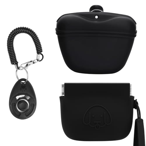 WALLFID Silikon-Leckerli-Tasche für Hunde, automatischer Verschluss, praktischer magnetischer Schnallenverschluss und Taillenclip, mit Clicker für Haustier-Training, Wandertasche für Hund und Katze, WALLFID Silikon-Leckerli-Tasche für Hunde, automatischer Verschluss, praktischer magnetischer Schnallenverschluss und Taillenclip, mit Clicker für Haustier-Training, Wandertasche für Hund und Katze, von WALLFID