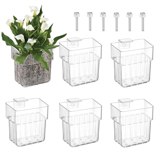 WANDGU 6 Stück Aquarium Pflanzenhalter: Aquarium Deko aus Acryl, Hängend Pflanztopf Aquarium, Pflanzen Anbau Becken Tasse, Mini Fish Tank Decoration Aquarien für Landschaft Dekorationen von WANDGU