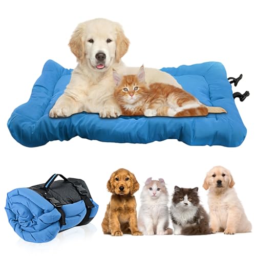 WANDGU Wasserdichtes Hundebett Outdoor 90x60cm: Faltbare Hundematte mit Tragetasche, Vakuum-Kompressionsverpackung für Camping, Auto & Reisen | Blau von WANDGU
