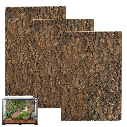 WANDGU Korkrinde Rückwand Für Terrarium: 2 Stück Naturlook Rinde, Terrarium Korkrinde, Natürliche Baumrindenoptik, 100% Naturkork Schwarzkork, Korkfliesen Hintergrund für Reptilien Wie Gecko Bartagame von WANDGU