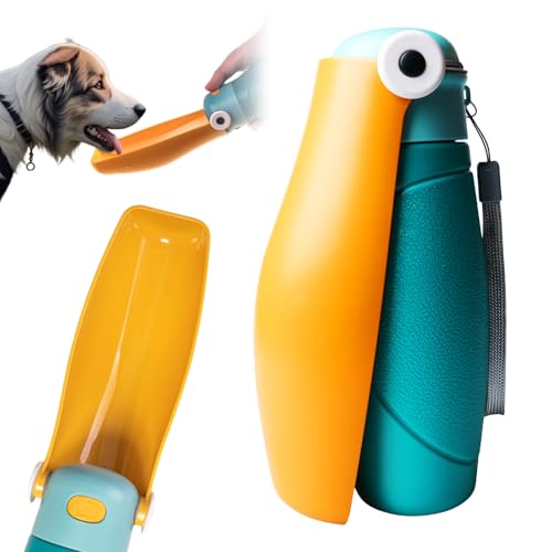 WANDGU Trinkflasche Hunde für Unterwegs: Hundetrinkflasche, Tragbare Trinkflasche für Haustier, Auslaufsichere Hunde Wasserspender, Trinkflasche Hund Unterwegs mit Großer Trog für Reisen, Camping480ml von WANDGU