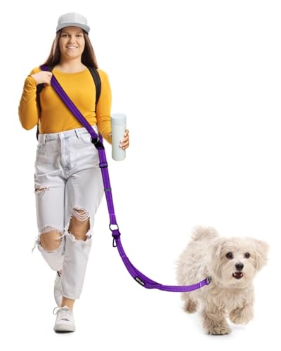 WANFIRE Freihändige Hundeleine, robuste Lange Hundeleine,erwicklungsfreie, reflektierende Hüftleine, reflektierende Hüftleine with Safety Buckle for Medium & Large Dogs Running,Training (Lila) von WANFIRE